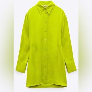 Zara lime satin effect dress